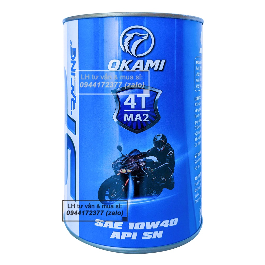 (GIÁ KM) Lon 0.8L Dầu nhớt siêu mát cho xe máy xe số OKAMI-SP RACING 10W40 800ML - Shopnhottot