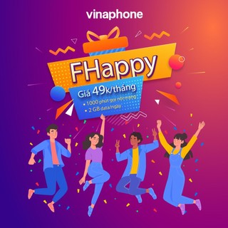 Sim fhappy 12 tháng sử dụng mạng 5g, 2gb/ngày, 1000p gọi nội mạng vinaphone