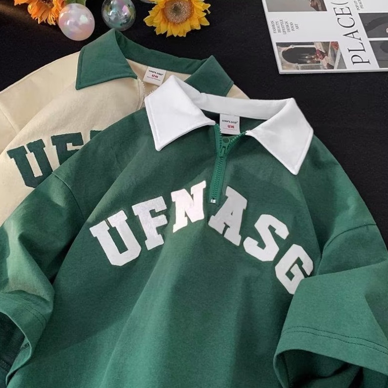 Áo Thun Polo Ngắn Tay Dáng Rộng Thời Trang Hàn Quốc Dành Cho Nam Và Nữ áo polo nam form rộng áo thun nam có cổ