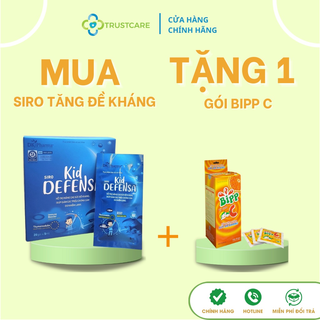 Siro Kid DEFENSA, tăng đề kháng, giảm triệu chứng cảm cúm với Lysine - Hộp 20 gói 5ml - Trustcare