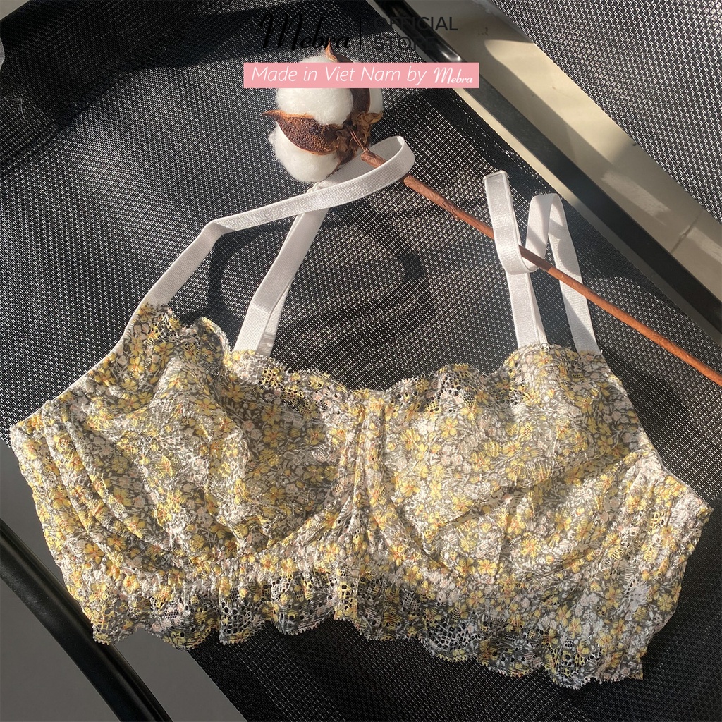 Áo Lót Ren IRIS Có Gọng Không Mút Lót Lưới Hoa Nhí Vàng Xanh Trẻ Trung Tươi Mới Mùa Hè Mebra A075