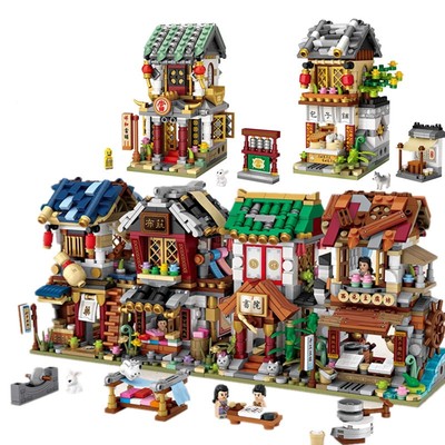 Bộ đồ chơi lắp ghép building block LOZ mini mô hình cửa hàng đường phố phong cách Nhật Bản 1733-1736