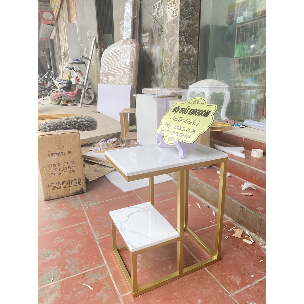 Bàn Uống Trà Bên Sofa Gồm 2 Tầng Kệ Trà Và Sách Kiểu Dáng Vintage Decor Phòng Ngủ Phòng Khách
