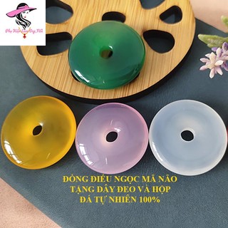 Đồng điếu mã não, mặt dây chuyền đồng điếu đá mã não thiên nhiên - tặng kèm dây đeo và hôp đựng