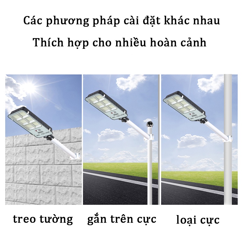 Đèn năng lượng mặt trời 600W 300w 200w có remote sáng liên tục chuyên công trình đèn đường sân vườn,Cảm Biến Chuyển Động