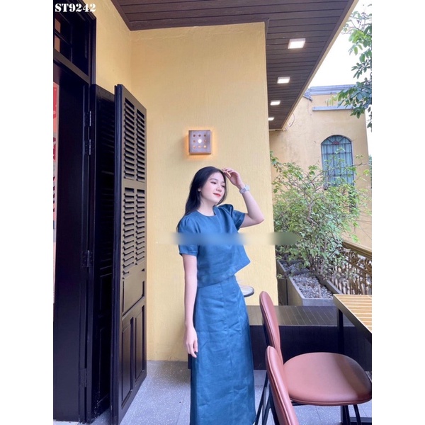 S320 - SET LIEN XANH COBAN CỔ TRÒN CVAY LI DÀI