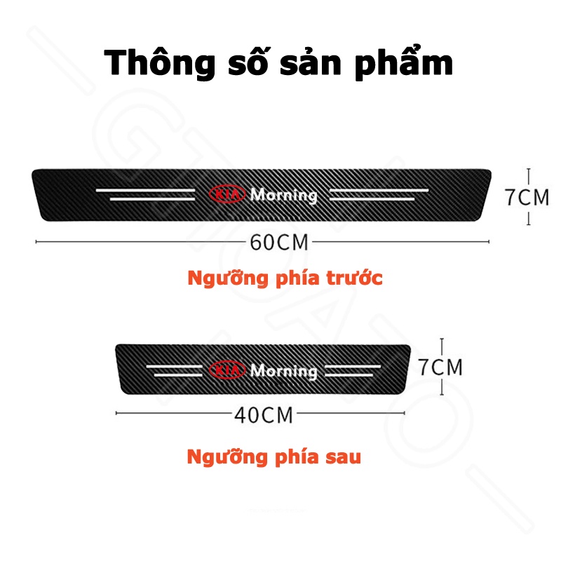 GTIOATO Cho Kia Morning 4 Chiếc Dán Cửa Ô Tô Sợi Carbon Nẹp Chống Xước Ô Tô Miếng Dán Chống Xước Trầy Ô Tô Miếng Dán Bảo Vệ Viền Cửa Xe Hơi Miếng Dán Xe Trang Trí ô Tô