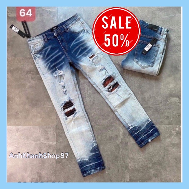 Quần Jean Nam Amiri Vá Cam Cực Xịn - Quần Jeans Nam Siêu Chất