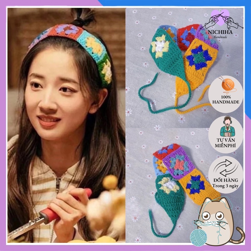 Băng Đô làm bằng len, móc len Thủ Công Dễ Thương Phong Cách Vintage Hàn Quốc thời trang xinh xắn cho nữ