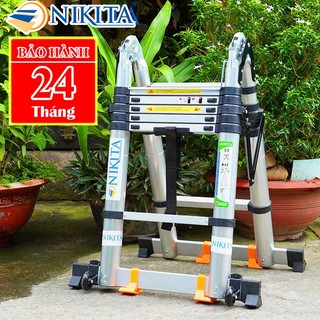 Thang nhôm rút đôi chữ a: 2,8m, 3,2m, 3,6m nikita aid56, aid64, aid72