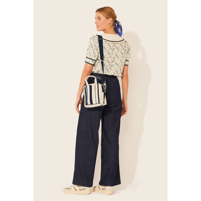 Túi đeo chéo/Woven Stripe Small Zipped Cross Body Tote - Hand Drawn Candy Stripe