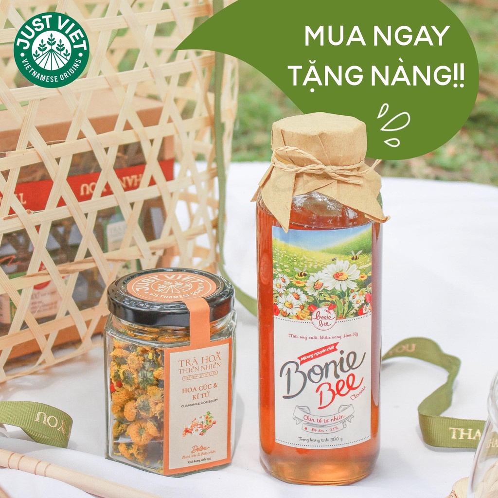 [SET QUÀ TẶNG] Set Quà Mật Ong Nguyên Chất, Trà Hoa Thảo Mộc Giúp Tăng Cường Sức Khỏe Healthy Gift BONIE BEE &amp; JUST VIET