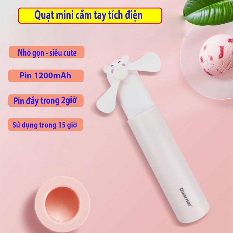 Quạt cầm tay mini gấp gọn sạc tích điện pin 1200mAh nhỏ gọn dễ mang theo, quạt mini cầm tay tích điện nhiều màu sắc