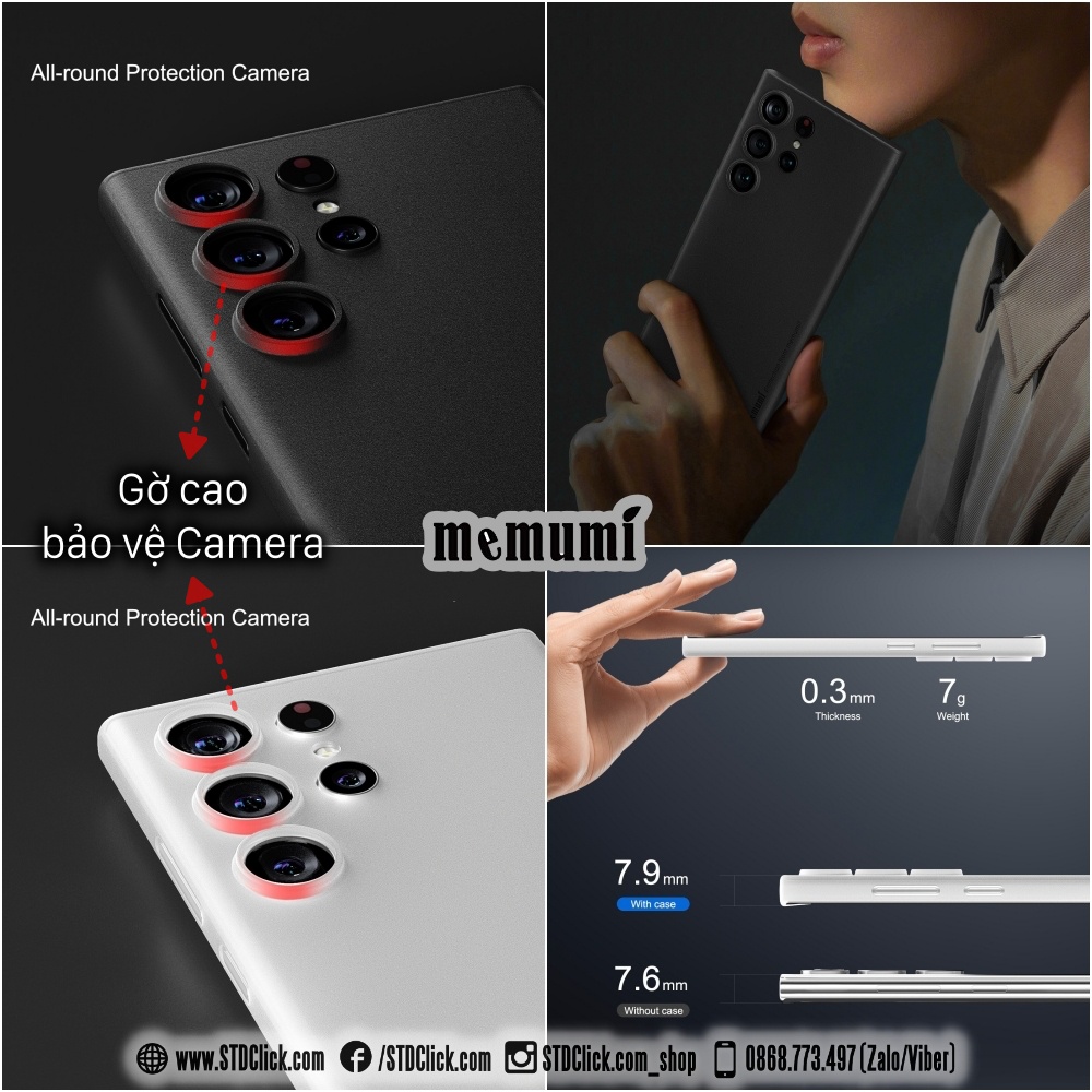 ỐP LƯNG SAMSUNG GALAXY S23 ULTRA 5G MEMUMI MỎNG LỤA CHÍNH HÃNG