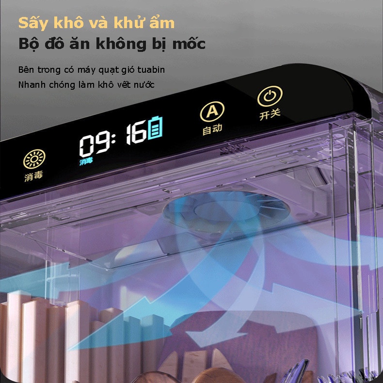 Máy sấy khô đũa thông minh Máy khử trùng đũa thìa có tia UV diệt khuẩn thông minh, Hộp đựng đũa thông minh đũa gắn tường
