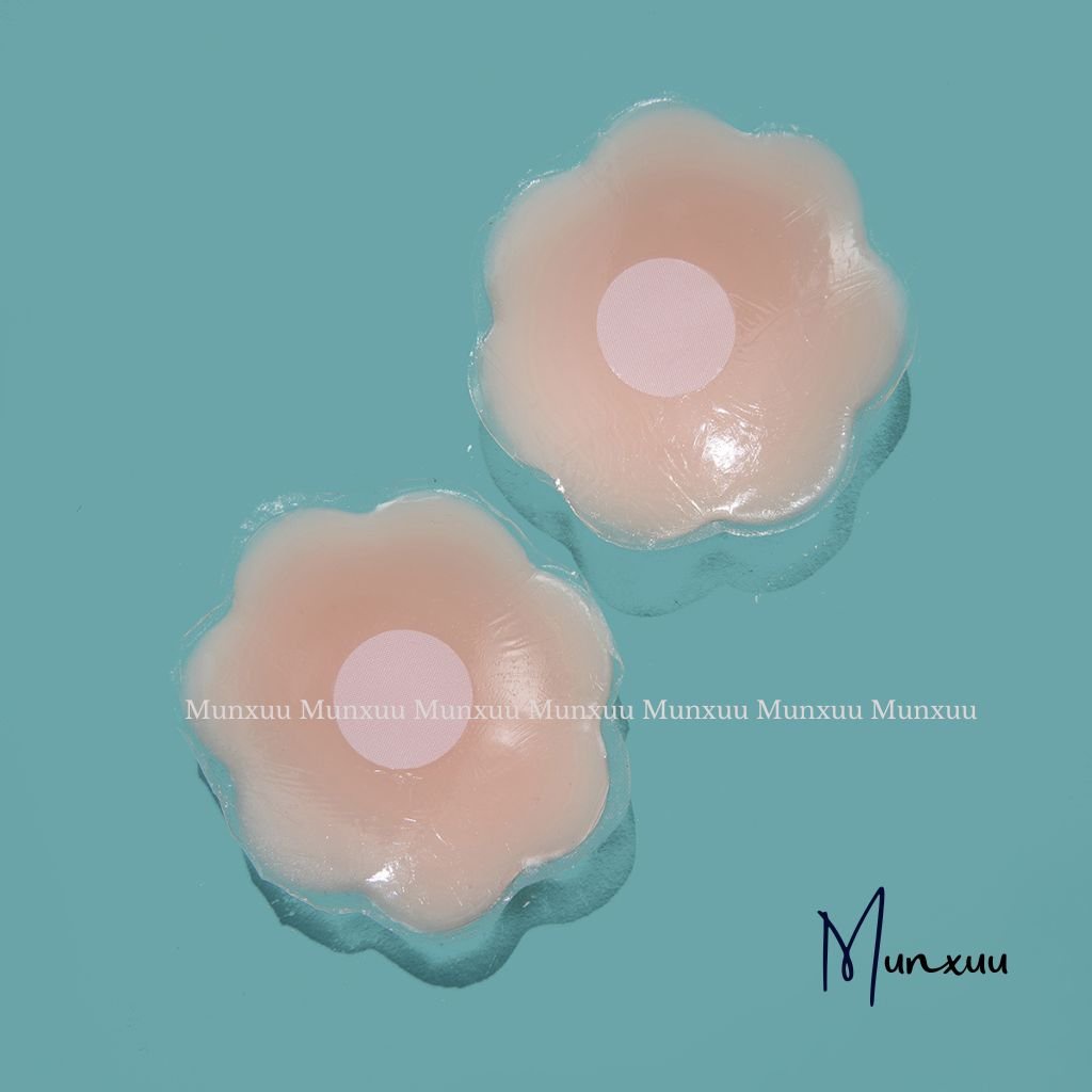 Hộp dán ngực silicon hình cánh hoa MUNXUU 5 cặp màu da tái sử dụng nhiều lần- MD06