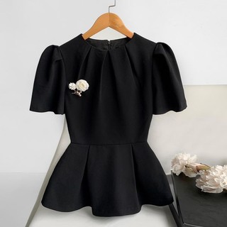 (50-90 KG) ÁO ĐEN THIẾT KẾ FORM PEPLUM DỄ MẶC, CHE EO TỐT