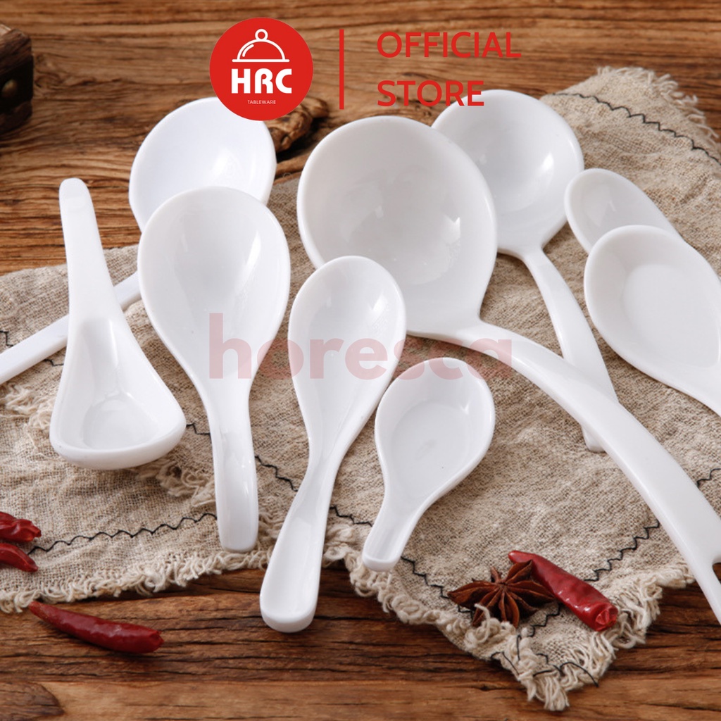 Muỗng cơm, thìa cơm, vá súp nhựa phíp melamine Superware màu trắng đủ size