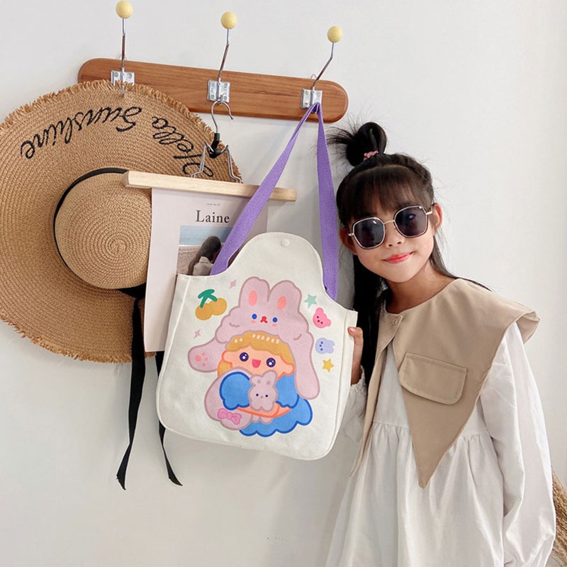 Túi đeo vai YADOU vải sức chứa lớn họa tiết hoạt hình dễ thương dành cho học sinh