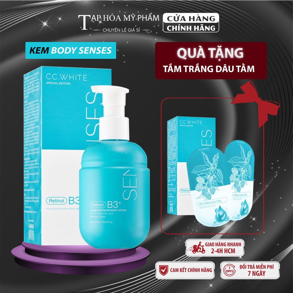 Kem body trắng da toàn thân SENSES WHITE, kem dưỡng da giúp da trắng sáng mờ thâm sạm mua 1 tặng 2