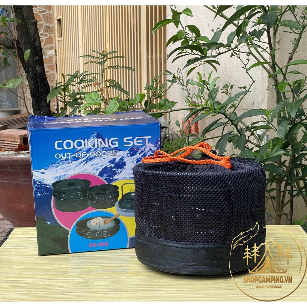 Bộ nồi xếp gọn 15 món nhôm siêu nhẹ đi phượt, cắm trại DS 508, bộ nấu ăn dã ngoại - Camping Vietnam