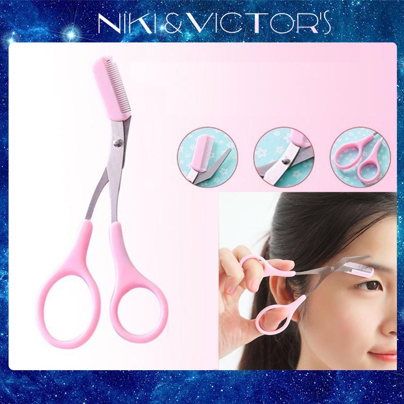 Kéo Cắt Tỉa Lông Mày Kèm Lược Chải Tiện Dụng Kéo Cắt Tỉa Lông Mày Lông Mi Model Brow Dụng Cụ Trang Điểm