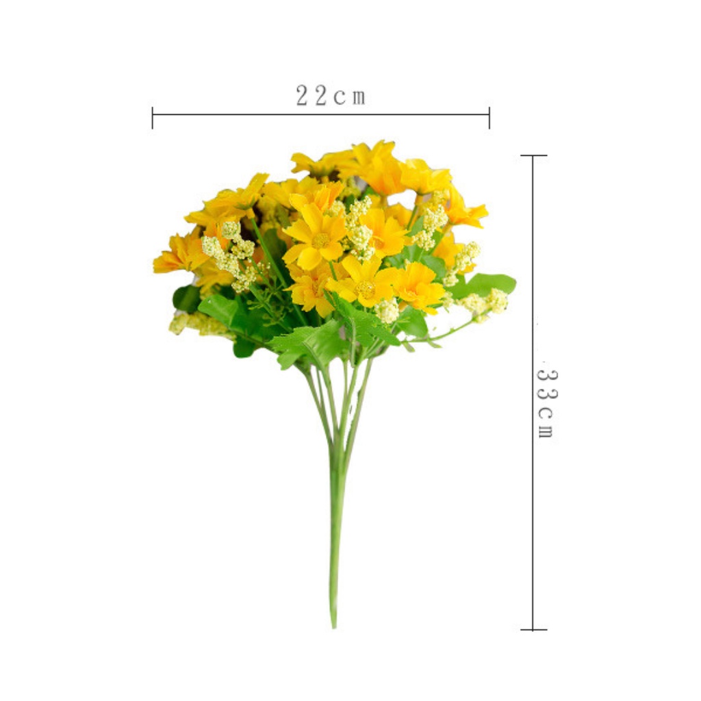 Hoa giả - Cành 28 bông hoa cúc giả Chùm hoa cánh bướm dùng trang trí phòng để bàn chất liệu lụa cao cấp giống thật