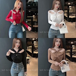 Áo thun nhũ khoen tay dài