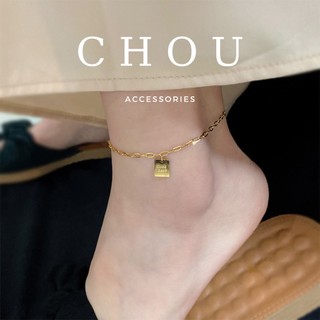 Lắc chân titan mặt vuông good luck | chou accessories |