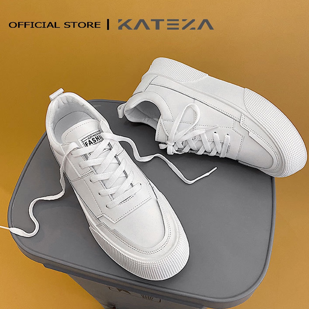 Giày nam KATEZA70 trắng da cao cấp mẫu mới xu hướng thiết kế năng động trẻ trung dễ phối đồ size từ 39 đến 44