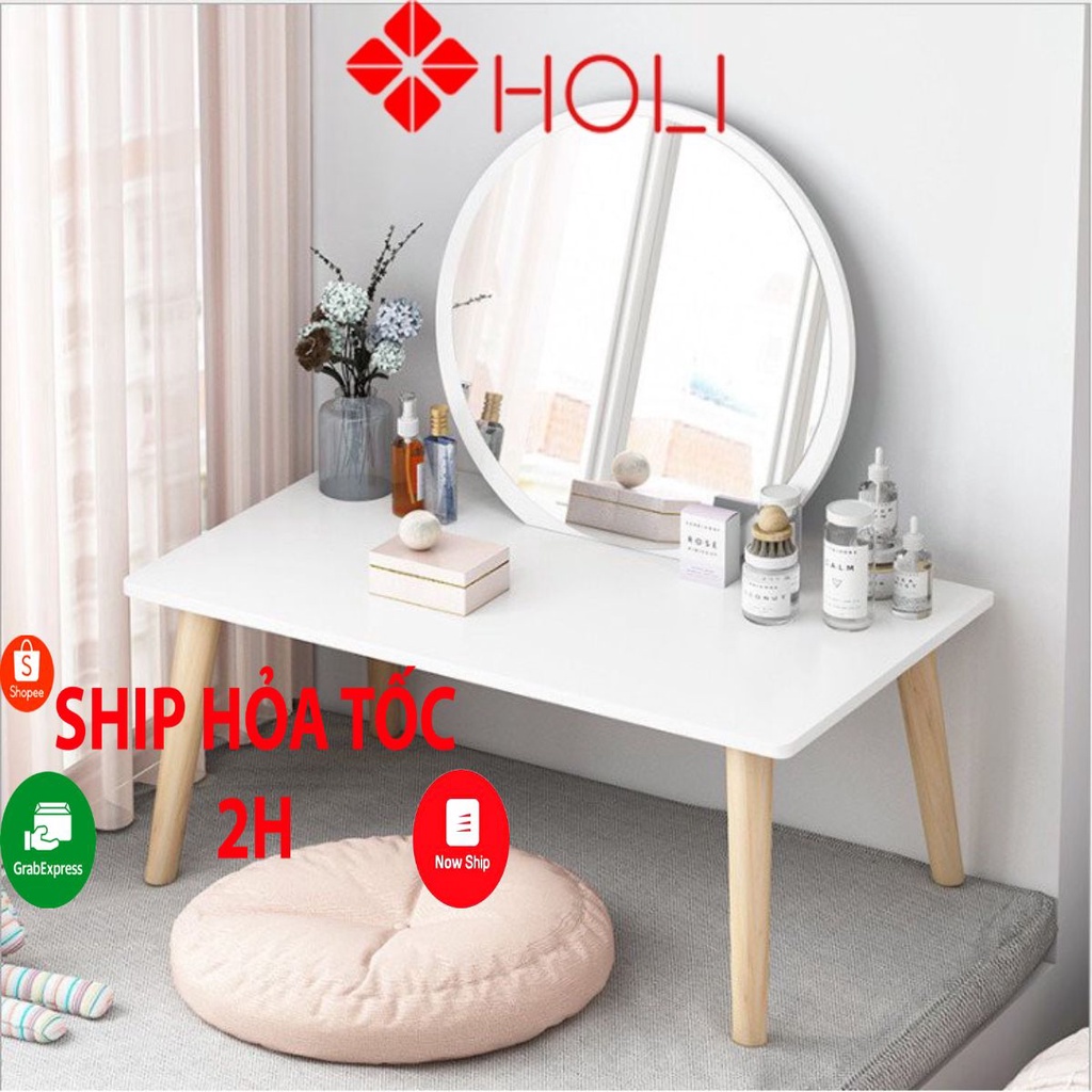 Bàn trang điểm nhỏ xinh HOLI ( AK13) Mặt bàn bo góc dày 15ly phong cách bắc âu ̣̣̣̣̣̣chính hãng.