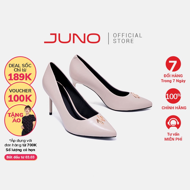  Giày Cao Gót 9cm Nữ Thời Trang JUNO Trang Trí Khoá Logo Juno CG09153