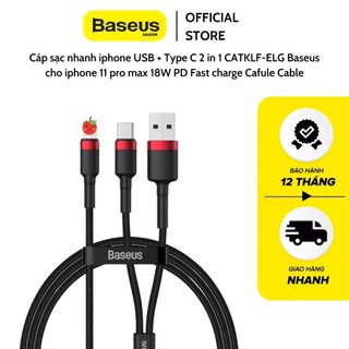 Cáp sạc nhanh iphone USB + Type C 2 in 1 CATKLF-ELG Baseus cho iphone 11 pro max 18W PD Fast charge Cafule Cable