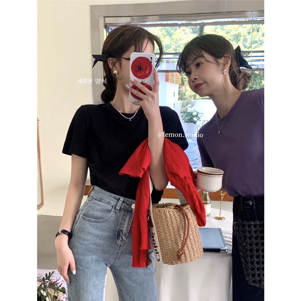 Áo Thun Cotton Cổ Tròn Ngắn Tay 4 Màu Lựa Chọn HZFWC4618