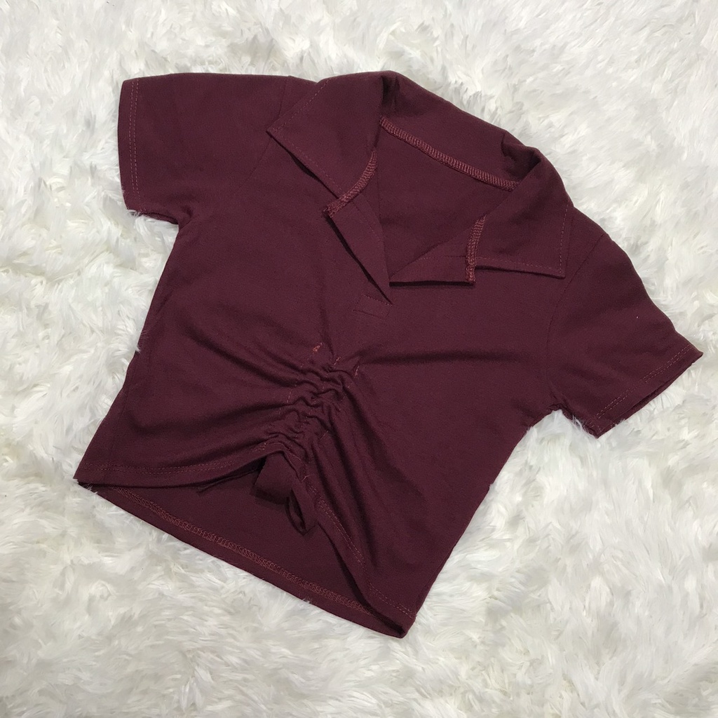 Áo polo nữ dáng ôm tay ngắn mẫu rút dây thời trang trẻ trung cá tình nhiều màu - áo thun nữ croptop