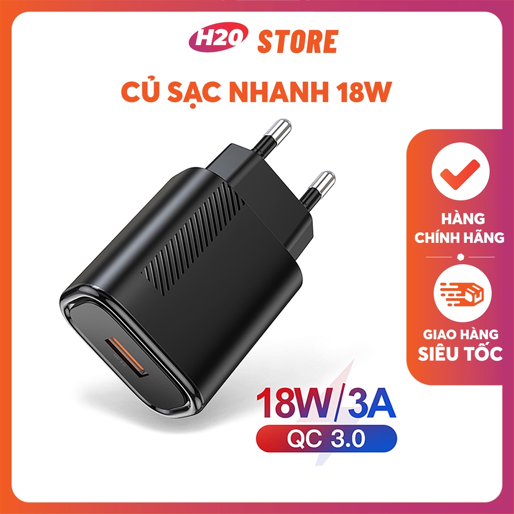 Củ Sạc Nhanh Kuulaa QC3.0 18W - Siêu Nhỏ, Sạc Nhanh 18W Quick Charge 3.0 Điện Thoại Android
