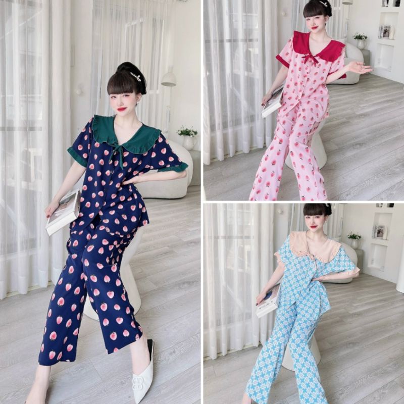 Đồ Bộ Bigsize Quần Dài Lụa Nhật Mặc Nhà Cho Nàng Múp