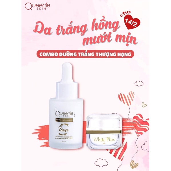 Combo Dưỡng Trắng Thượng Hạng Queenie Skin da căng mướt sáng mịn sau 7 ngày