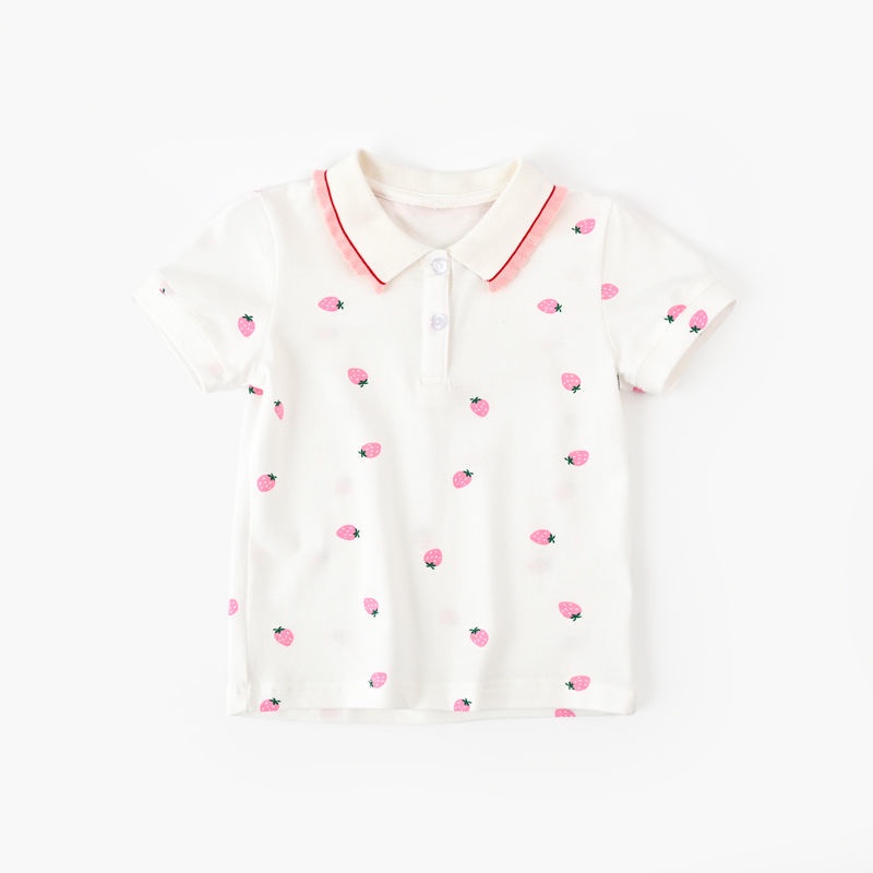 Áo Thun Polo Ngắn Tay Vải Cotton Mỏng Thời Trang Mùa Hè Cho Bé Gái