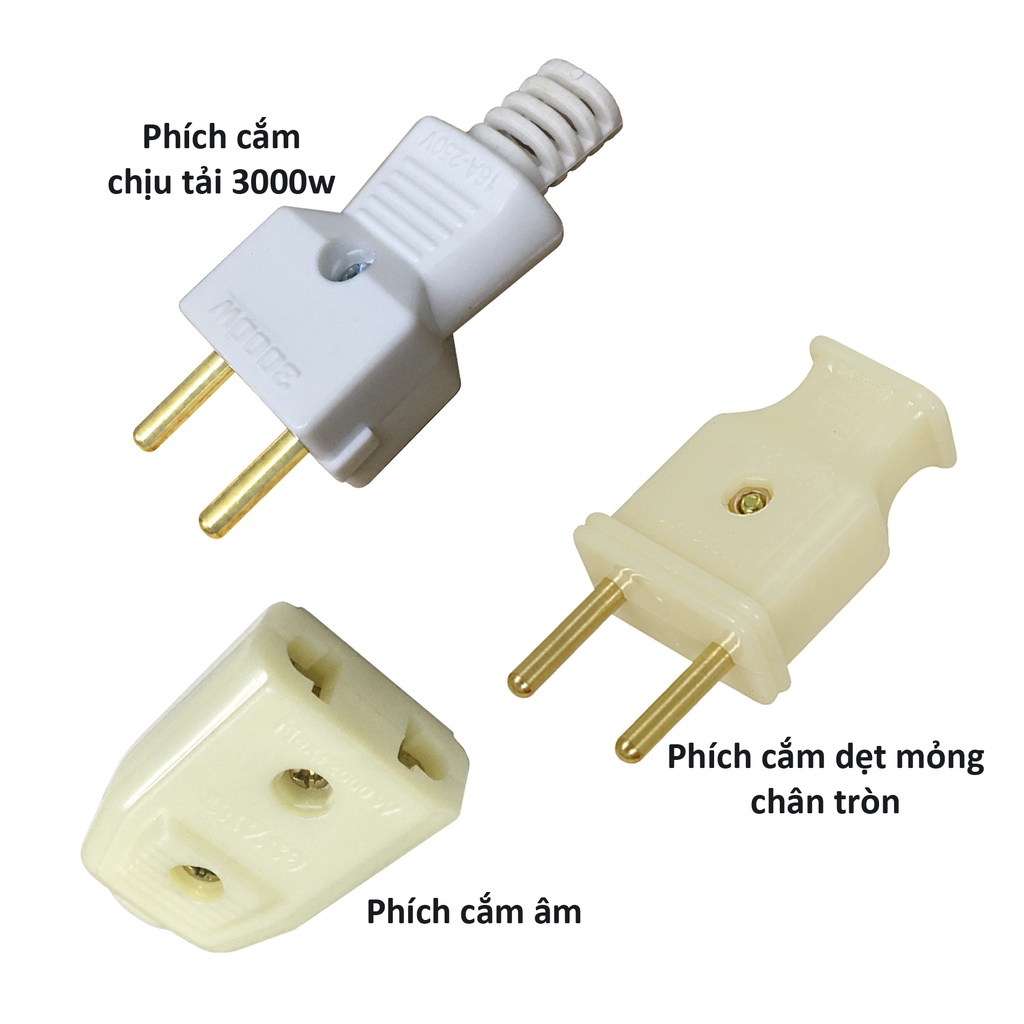 2 Phích cắm điện đực cái âm nối dài chịu tải thông dụng chân đồng tròn theo lựa chọn Posson Plug-Sock-xx