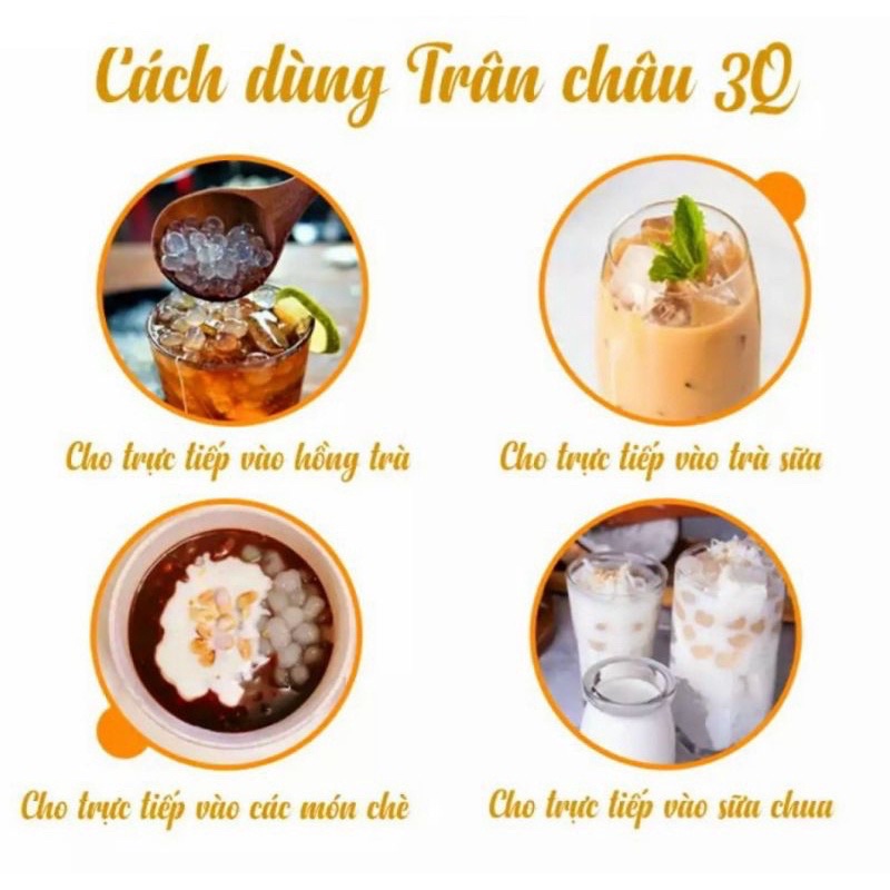 Lẻ 100gr Trân Châu 3Q Bibi Jelly caramel
