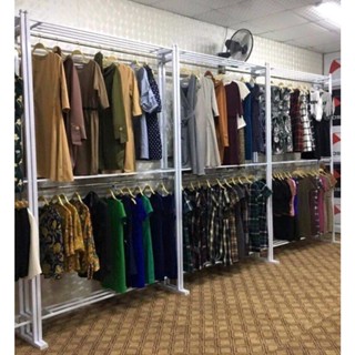 [ Kho sào kệ cho shop] Giá kê treo quần áo 2 tầng xào, 3 tầng kệ. Khung xào sắt treo quần áo sơn tĩnh điện VNS-024