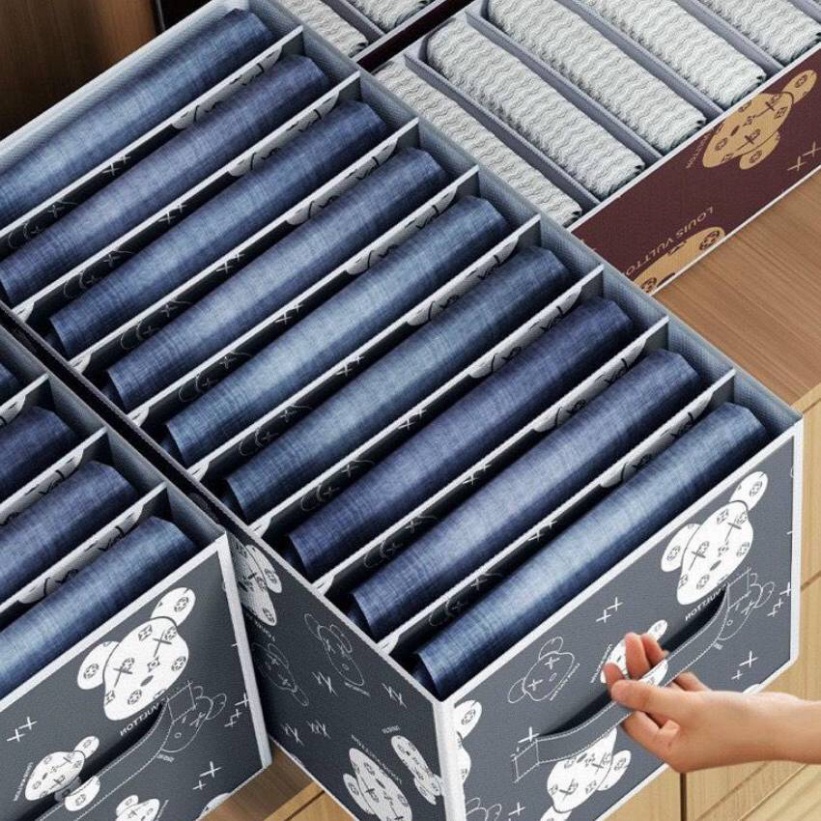 Hộp vải lưu trữ quần Jeans 9 ngăn có tay cầm tiện lợi Túi đựng quần áo chia ngăn tiện lợi