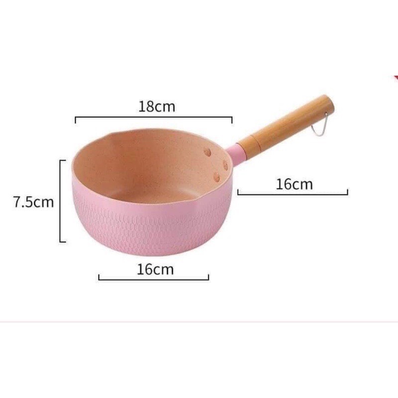 Chảo,quánh chống dính sâu lòng đa năng tay cầm gỗ dài Pastel - Chảo chống dính sử dụng cho bếp từ -bếp hồng ngoại
