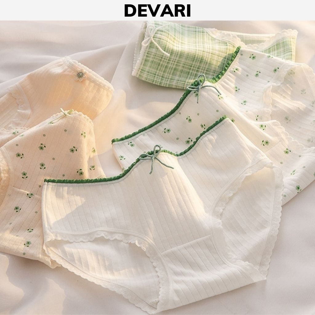 Quần lót nữ cotton ren viền dễ thương đính nơ kèm họa tiết quyến rũ và gợi cảm DEVARI L311