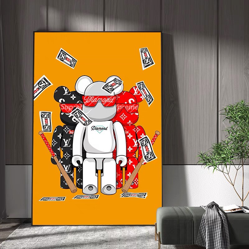 Tranh treo tường Gấu Bearbrick tráng gương cao cấp trang trí, decor phòng ngủ, quà tặng sang trọng