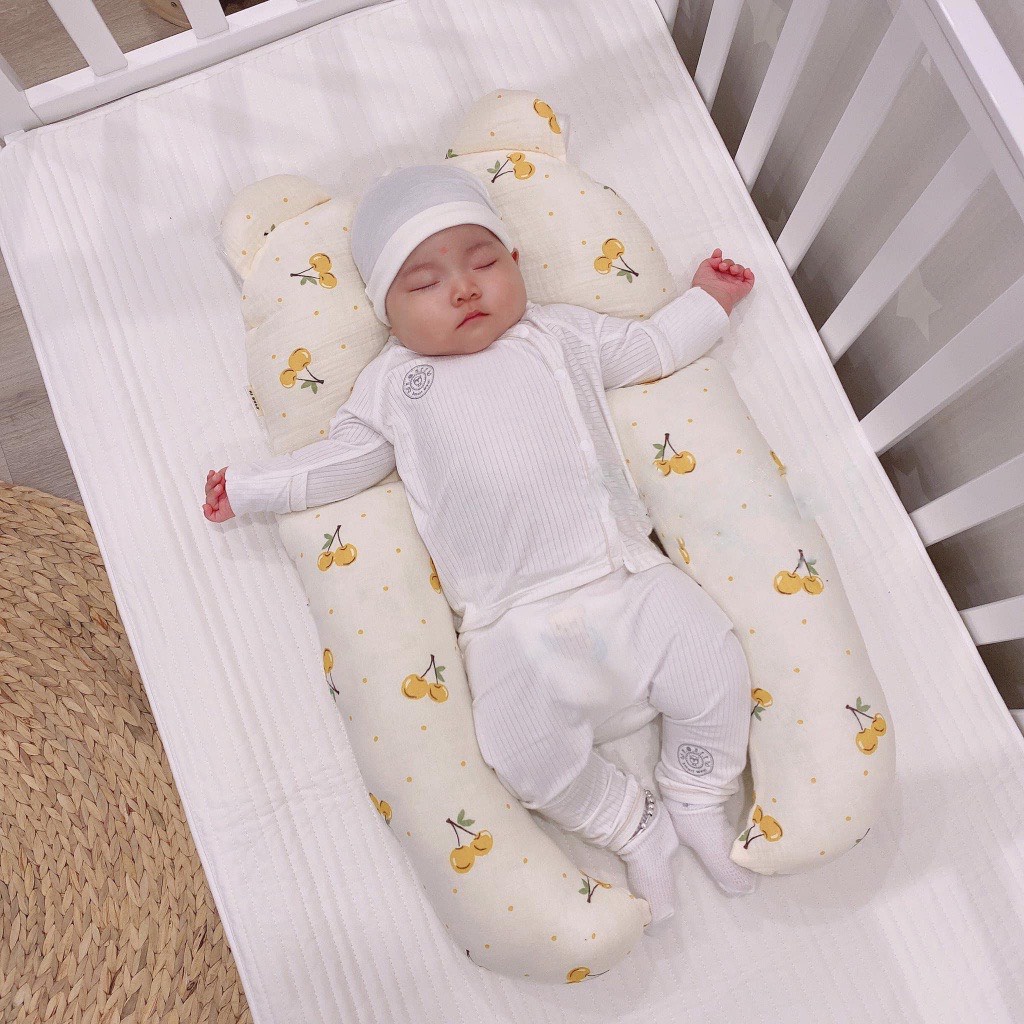 Gối chữ U vải xô MUSLIN đa năng cho bé Jasmine Baby