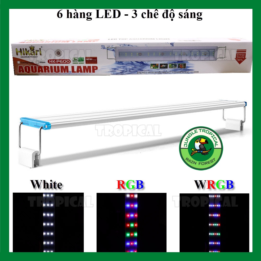 Đèn LED hồ cá thủy sinh WRGB Hiraki HKP 400 - 6 hàng bóng - dài 30 cm - 40 cm - 50 cm - Đổi 3 chế dộ màu