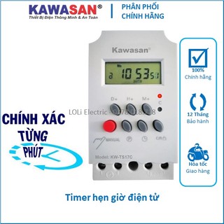 Công tắc thời gian Timer hẹn giờ điện tử tự động bật tắt ON OFF gắn thanh ray TS17C Kawasan - Khải Phước Electric