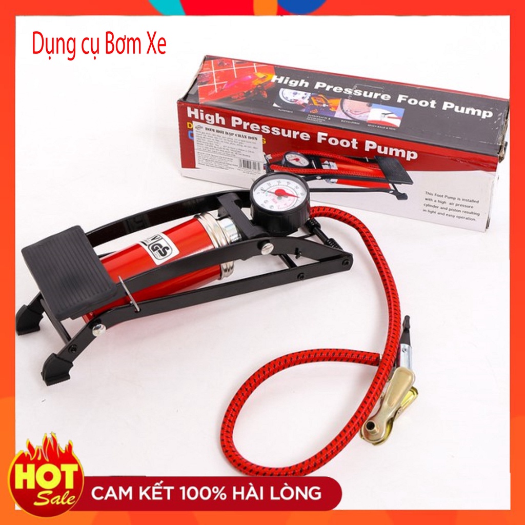 Bơm Đạp Chân Mini Xe Máy Ô Tô Xe Đạp, Bơm Phao, Bơm Bóng - 1 Piston Đa Năng Tiện Ích